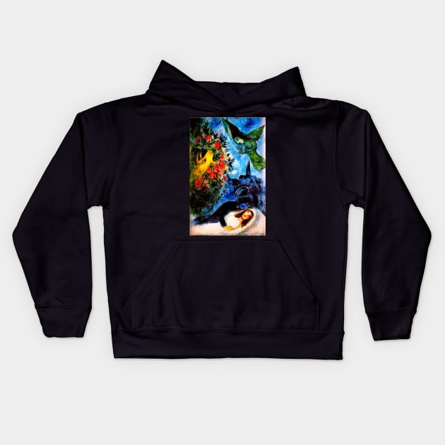 Marc Chagall Untitled, Bride and Groom Kids Hoodie by rnstcarver